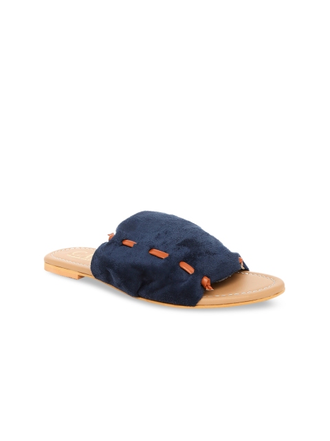 

CAI Women Navy Blue Solid Suede Open Toe Flats