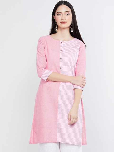 

max Women Pink Striped Straight Kurta