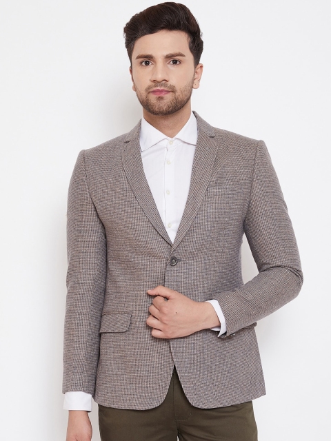 

Spirit Men Grey Self-Design Tailored-Fit Single-Breasted Sustainable Casual Blazer