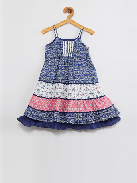 

max Girls Blue Printed A-Line Dress