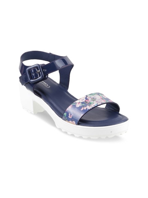 

Metro Girls Navy Blue & Pink Printed Platform Heels