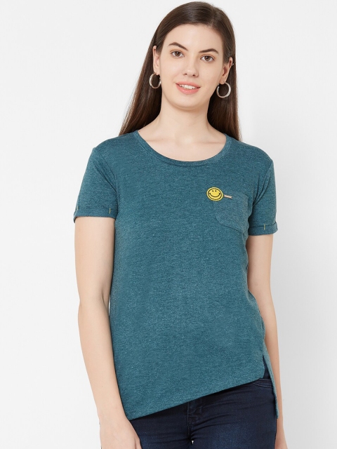 

Juliet Women Teal Solid High-Low Top