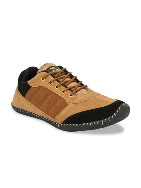 

Big Fox Men Tan Brown Colourblocked Suede Sneakers