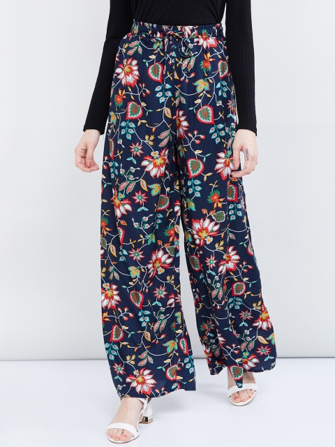 

max Women Blue Printed Wide Leg Palazzos