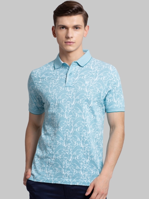 

Parx Men Blue Printed Polo Collar T-shirt