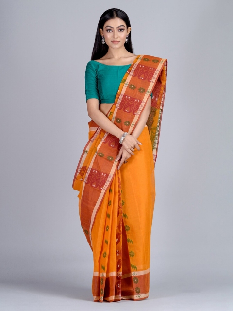 

Mitera Mustard Pure Cotton Woven Design Taant Saree