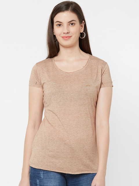 

Juliet Women Beige Solid Round Neck T-shirt
