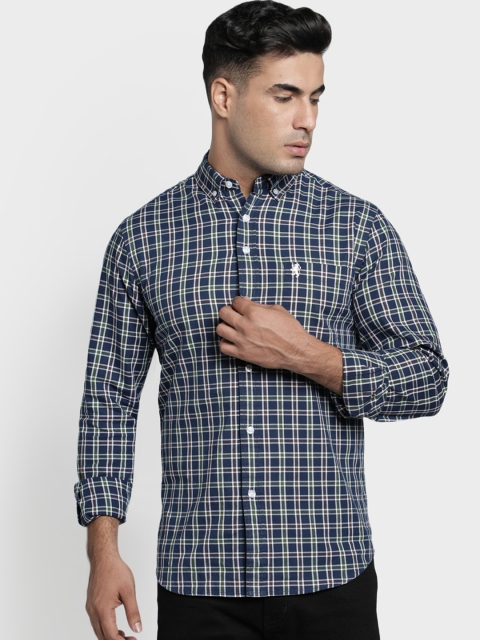 

Red Tape Men Navy Blue & Green Regular Fit Checked Casual Shirt
