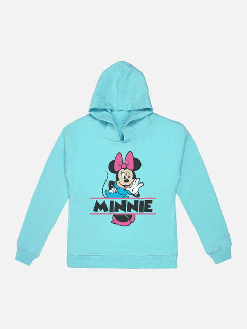 

Kids Ville Girls Blue Printed Hooded Sweatshirt