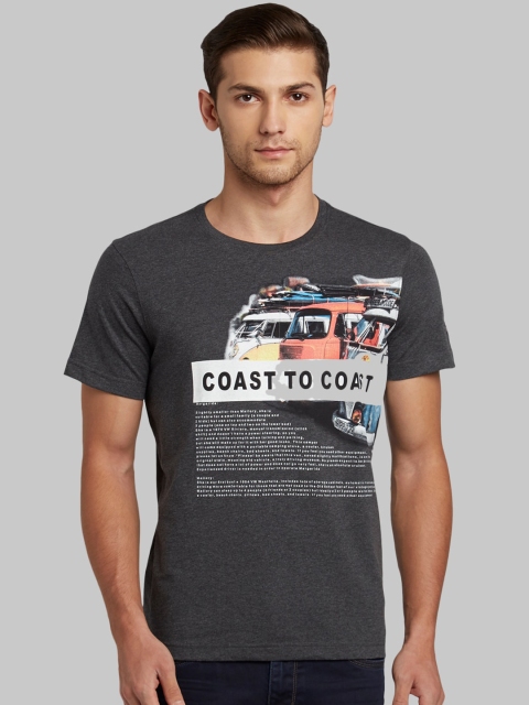 

Parx Men Grey Printed Round Neck T-shirt
