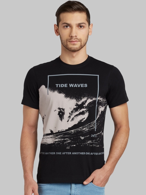 

Parx Men Black Printed Round Neck T-shirt