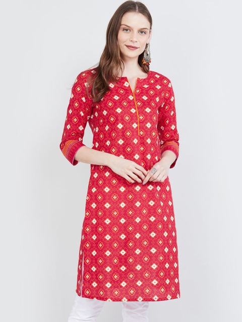 

max Women Red Printed Straight Kurta