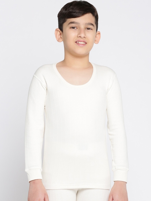 DIXCY SCOTT Boys Off White Striped Thermal Top