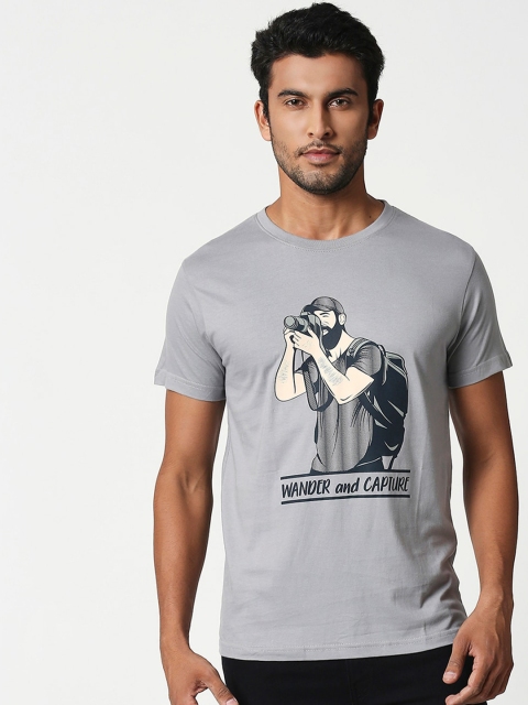 

Bewakoof Men Grey Printed Round Neck T-shirt