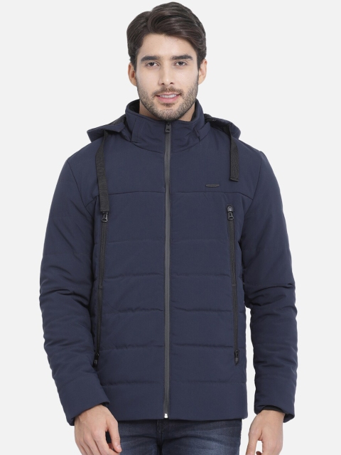 

t-base Men Navy Blue Solid Lightweight Puffer Jacket
