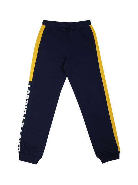 

Blue Giraffe Boys Navy Blue & Yellow Solid Joggers