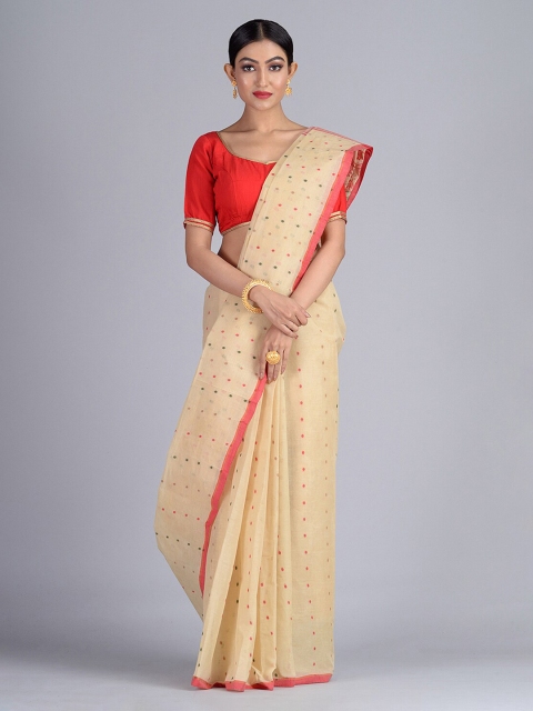 

Mitera Beige Pure Cotton Woven Design Taant Saree