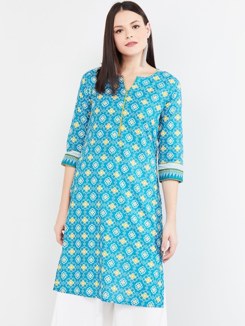 

max Women Blue Printed A-Line Kurta
