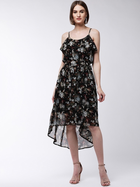

MAGRE Women Black Printed Fit and Flare Dress