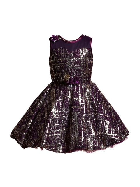 

BETTY Girls Burgundy Solid Fit and Flare Dress