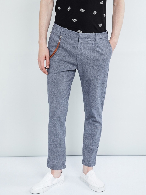 

max Men Blue Regular Fit Solid Regular Trousers