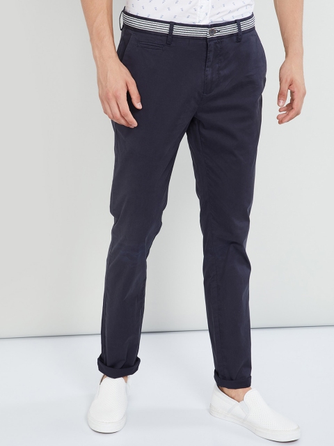 

max Men Blue Slim Fit Solid Chinos