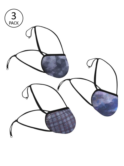 

SOIE Unisex Pack of 3 Printed 8 Layer Cloth Mask, Blue