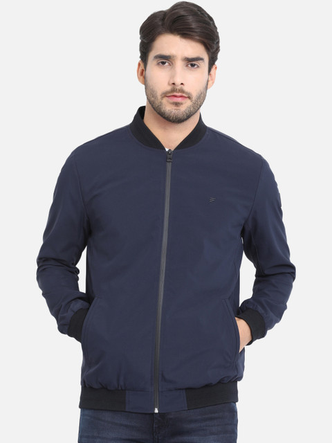 

t-base Men Navy Blue Solid Lightweight Bomber