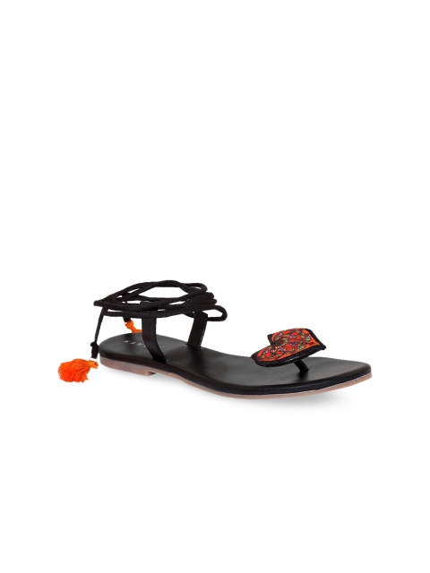 

Kanvas Women Black & Red Printed Open Toe Flats