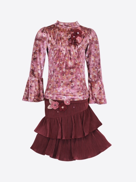 

CUTECUMBER Girls Maroon & Purple Printed Co-Ords Set