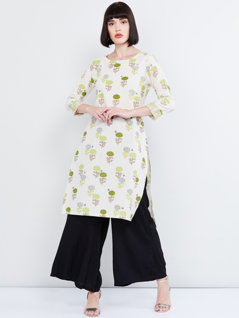 

max Women Off-White Printed Straight Kurta