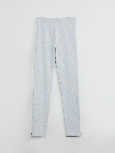 max Girls Grey Solid Ankle-Length Leggings