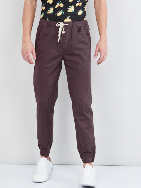

max Men Brown Regular Fit Solid Joggers