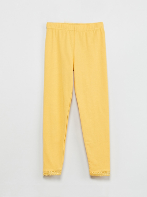 

max Girls Yellow Solid Ankle-Length Leggings