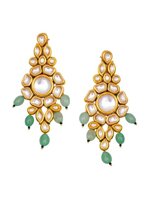 

MORKANTH JEWELLERY Gold-Plated & Sea Green Classic Drop Earrings