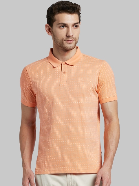 

Parx Men Orange Printed Henley Neck T-shirt