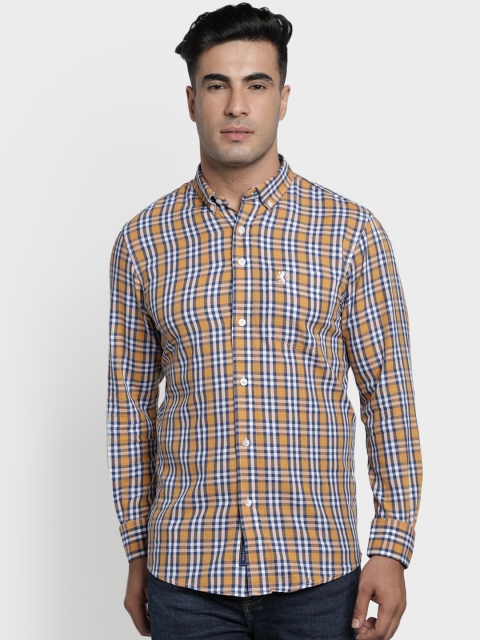 

Red Tape Men Mustard Yellow & Blue Regular Fit Checked Casual Shirt