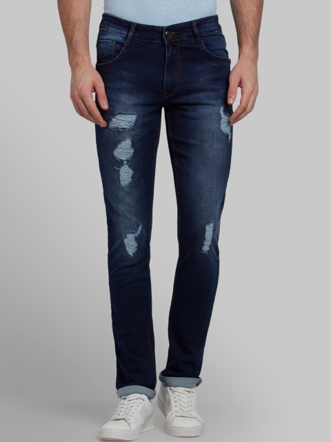 

Parx Men Navy Blue Tapered Fit Mid-Rise Highly Distressed Jeans