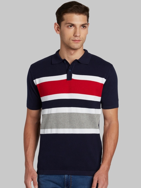 

Parx Men Blue Colourblocked Polo Collar T-shirt