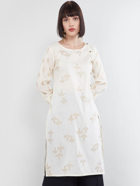 

max Women Off-White & Beige Printed Straight Kurta