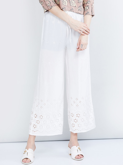 

max Women Off-White Self Design Wide Leg Palazzos