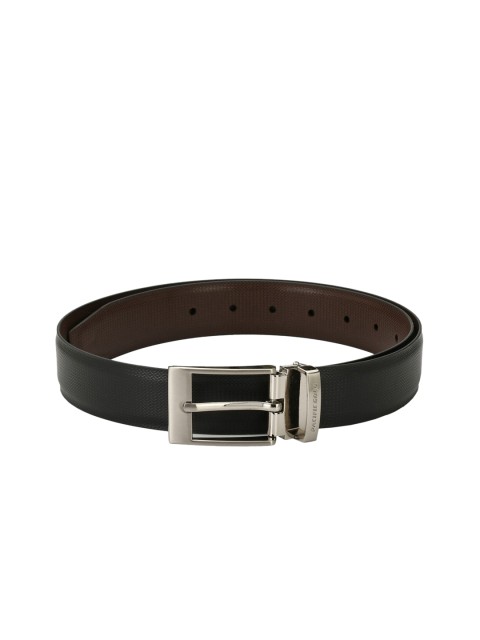 

Pacific Gold Men Black & Brown Solid Leather Belt