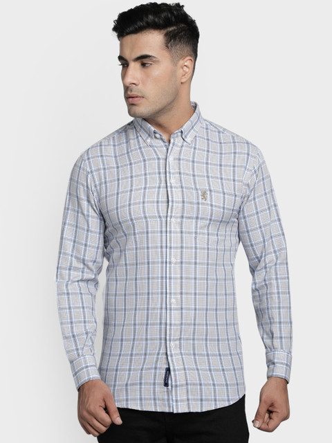 

Red Tape Men Blue & White Regular Fit Checked Casual Shirt