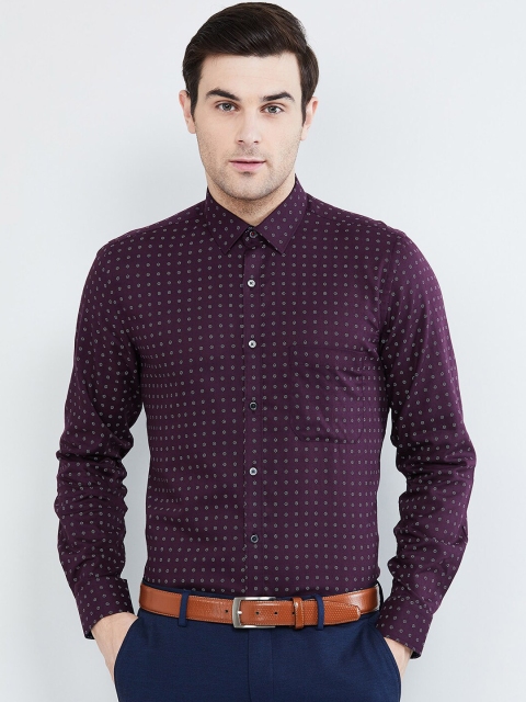 

max Men Purple & Grey Slim Fit Checked Formal Shirt