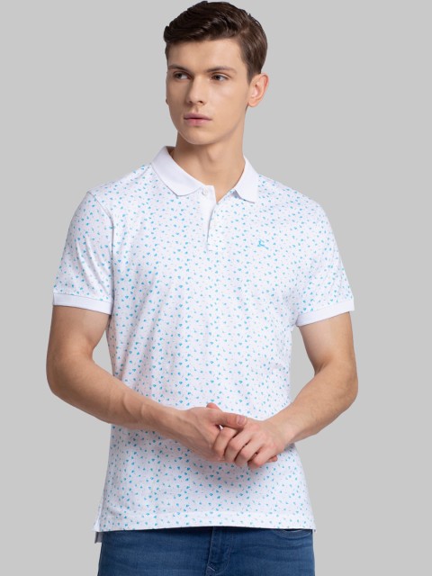 

Parx Men White Printed Polo Collar T-shirt