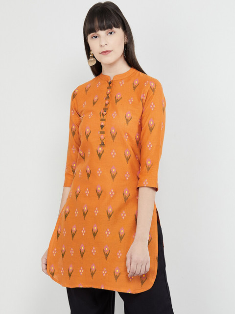 

max Women Orange & Pink Printed Straight Kurta