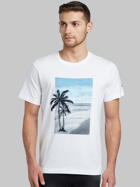 

Parx Men White Printed Round Neck T-shirt
