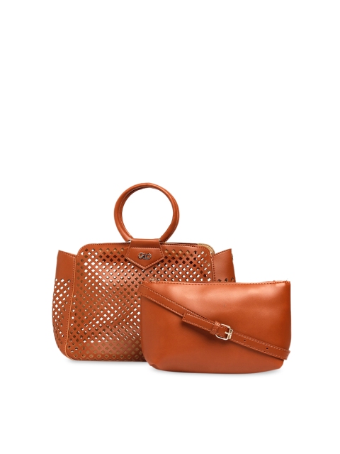 

Globus Tan Brown Textured Handheld Bag
