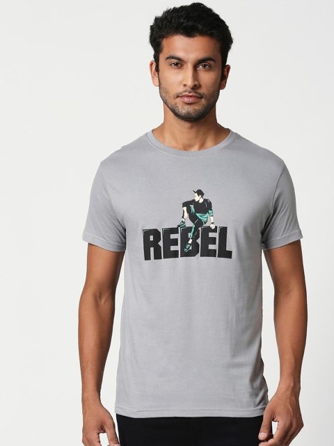 

Bewakoof Men Grey Printed Round Neck T-shirt