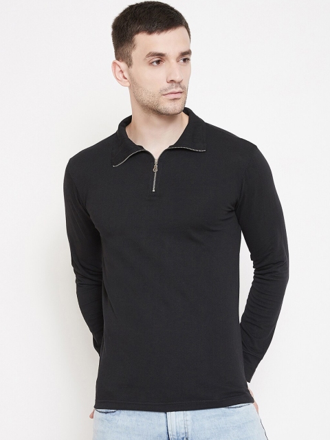 

GRITSTONES Men Black Solid Polo Collar Anti-Viral T-shirt